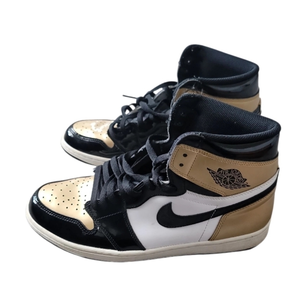 Nike Air Jordan 1  Retro High NRG Patent Gold Toe  - Black/Gold-White Size 11.5